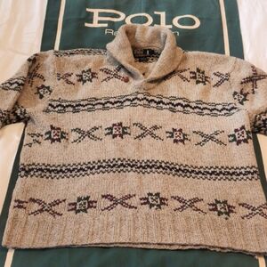 Polo by Ralph Lauren Men's Cream Patterned Shw Sweater